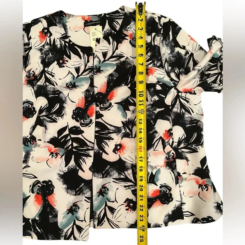 Lane Bryant Open Front Bell Sleeve Blazer Women's Plus Size 18/20 Floral